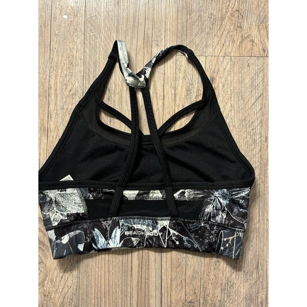 Beach Body Sports Bra Size Large Compress Racerback Running Athletic‎ Black Wht - Picture 3 of 6